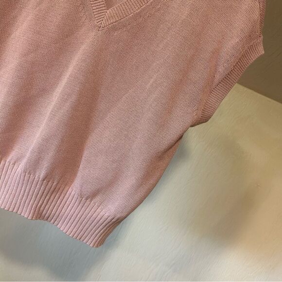 Loft Blush Pink Rose V Neck Sweater Tee/ Sweater Vest - Picture 6 of 11